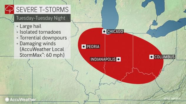 Severe thunderstorms threat Tuesday-Tuesday night by AccuWeather